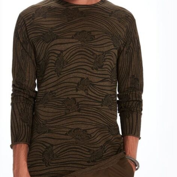 Scotch & Soda Printed Pullover Sweater With Ribbed Neckline NEW XL